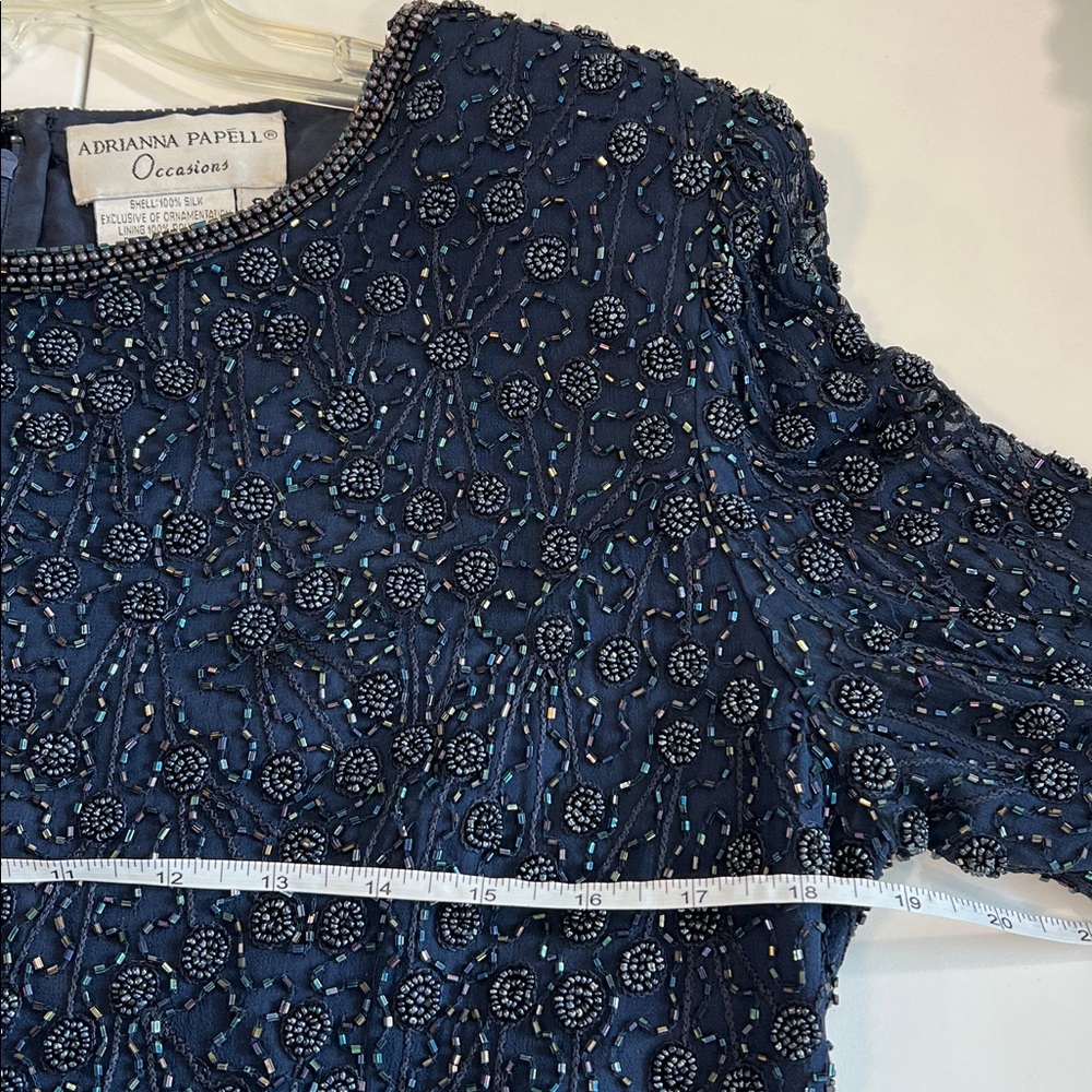 Adrianna‎ Papell - Navy Beaded Silk Formal Shell - 8 - Picture 10 of 10